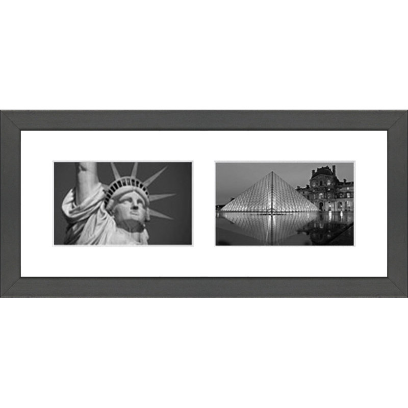 Kokou Wood Picture Frame with Mat, Dark Grey