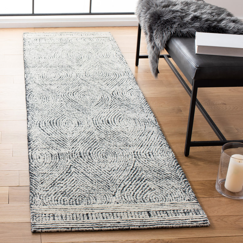 Cole Hand Tufted Wool Rug, Runner 2'3" x 14', Ivory/Charcoal
