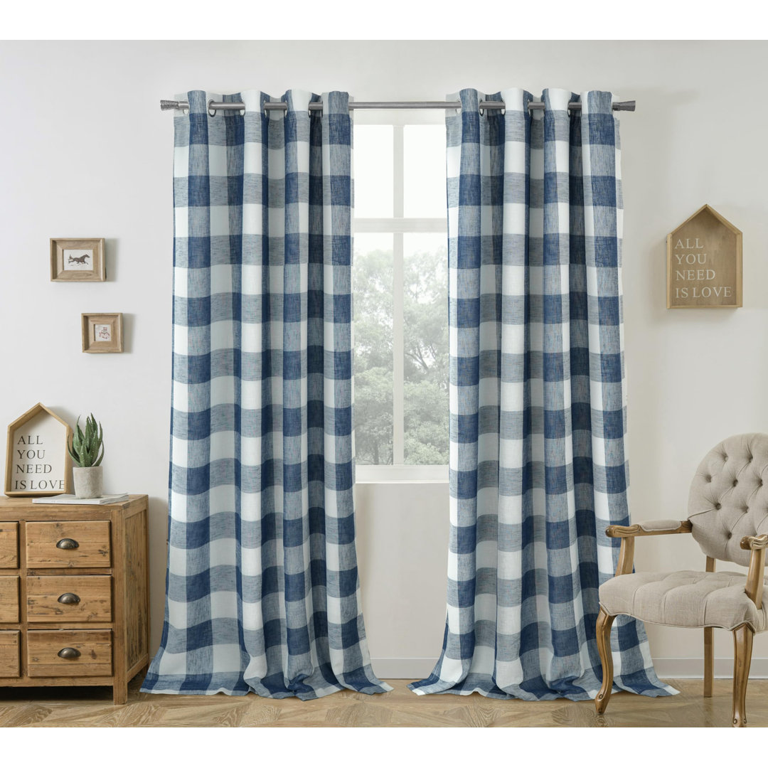 Adamantini Plaid Blackout Thermal Grommet Curtain Panels (Set of 2) Gracie Oaks Curtain 