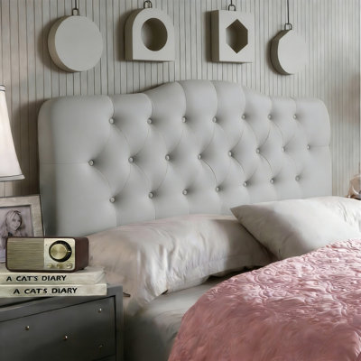 Tufted Upholstered Headboard, Solid Wood Head Board With Wood Legs, Adjustable Height Bed Headboard Fabric Headboard In Modern Button Design