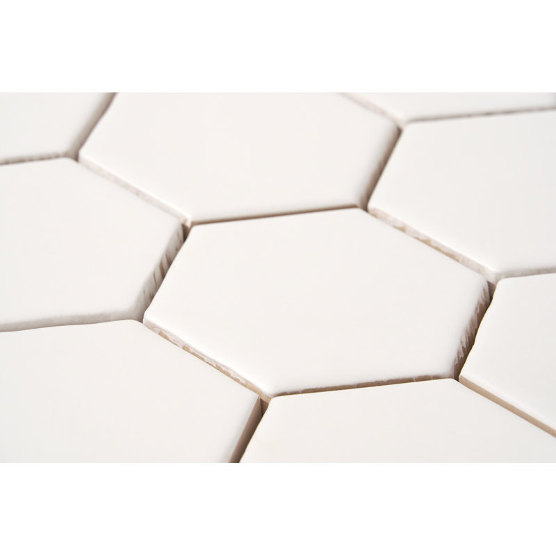 Brookville 3" x 3" Ceramic Honeycomb Mosaic Wall & Floor Tile, White