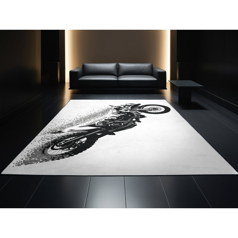 Tapis bleu moelleux et doux à motif géométrique Freestyle, 3 X 5