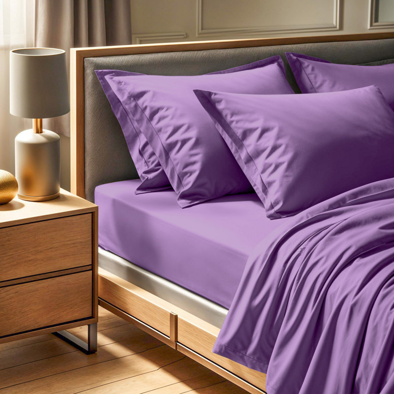 Premium Fitted Sheet, 100% Cotton Ranforce, Lilac Color, 55.1 x 78.7 x 11.8 inches | 155 Thread Count, Soft & Breathable | Machine Washable at 86°F | Perfect for Comfort & Style in Any Bedroom