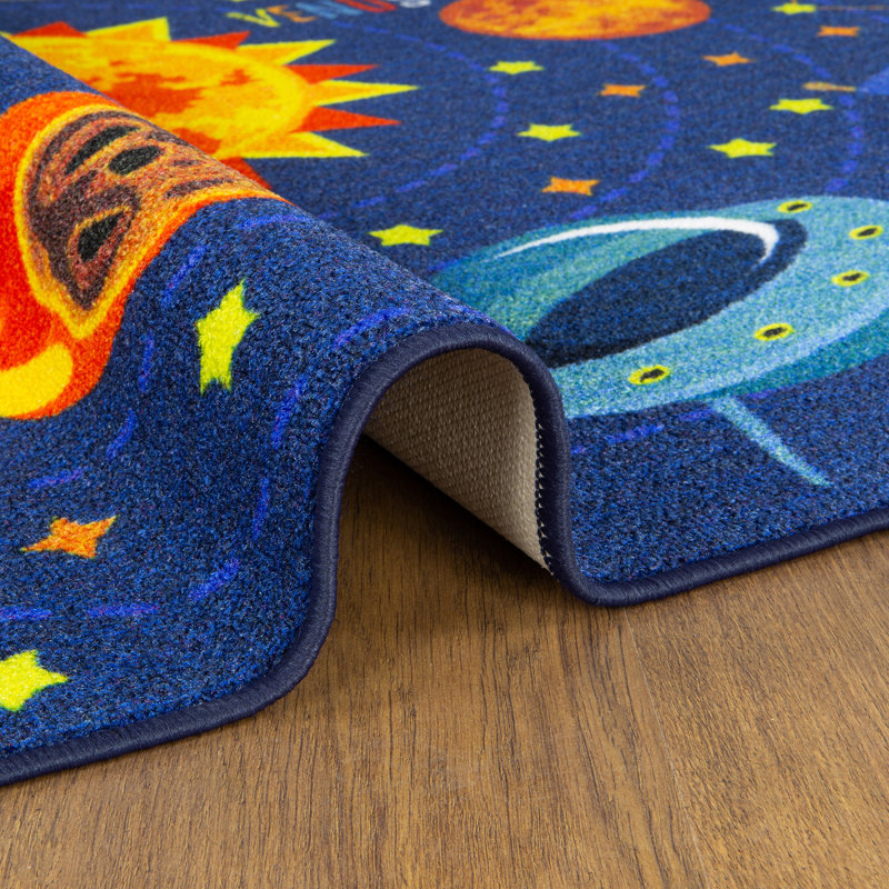 Weranna Outer Space Solar Educational Learning Game Play Non Slip Kids Rug Carpet Classroom Playroom Mat, Rectangle 5' x 6'6"