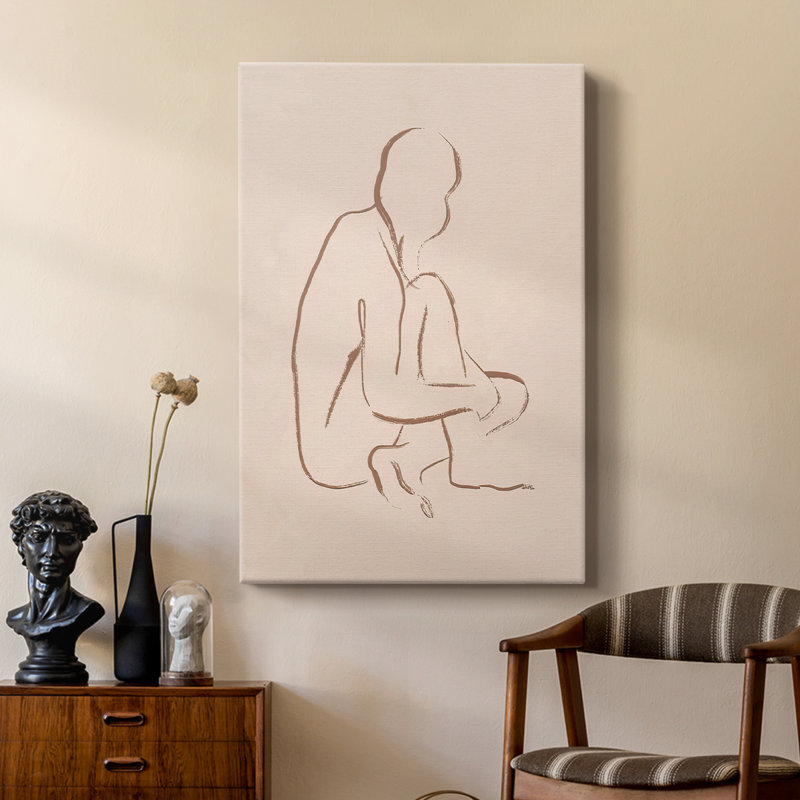 Sketched Pose I -Custom Wrapped Gallery Cavas, 18" H x 12" W