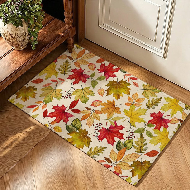 Tapis de cuisine antidérapant 120 x 80 cm, motif de feuilles d'érable colorées d'automne