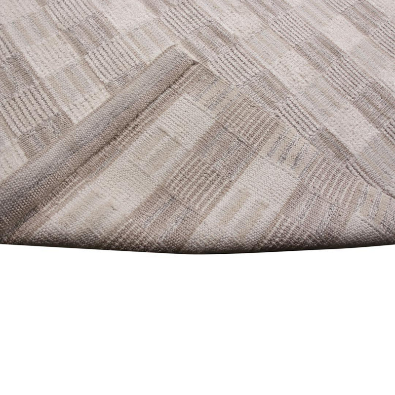 Rug & Kilim’S Scandinavian Beige Brown Geometric Wool Rug, Rectangle 12' x 15'