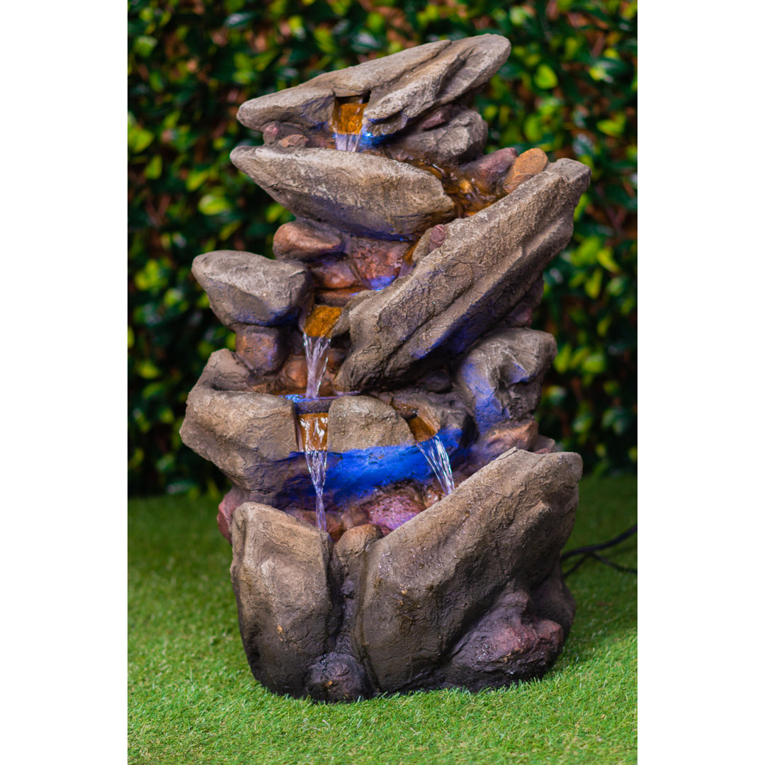 Resin Stone Multi-Level Fountain with LED Light Hi-Line Gift Ltd.