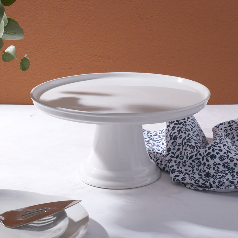 Denmark Tools for Cooks 11.5in Round Stoneware Cake Plate with White Bistro
