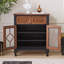 Banc de rangement pour chaussures en bois massif noir et noyer