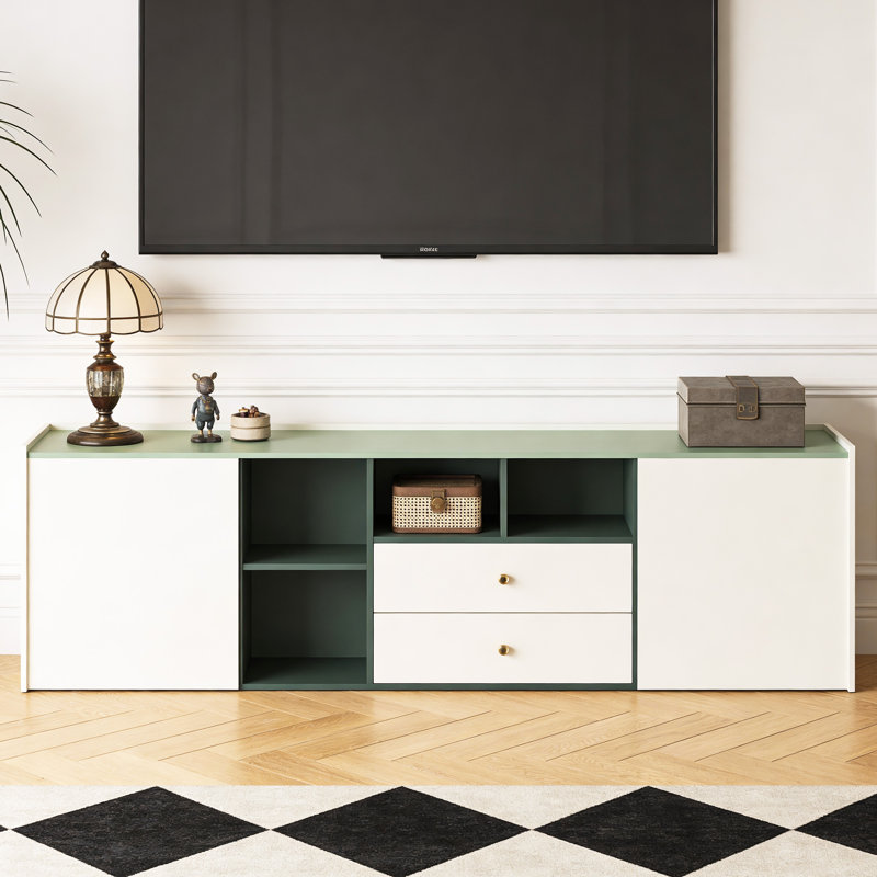 Meuble télé 78,7 po avec armoires et tiroirs de rangement modernes pour le salon, centre de divertissement à compartiments multiples