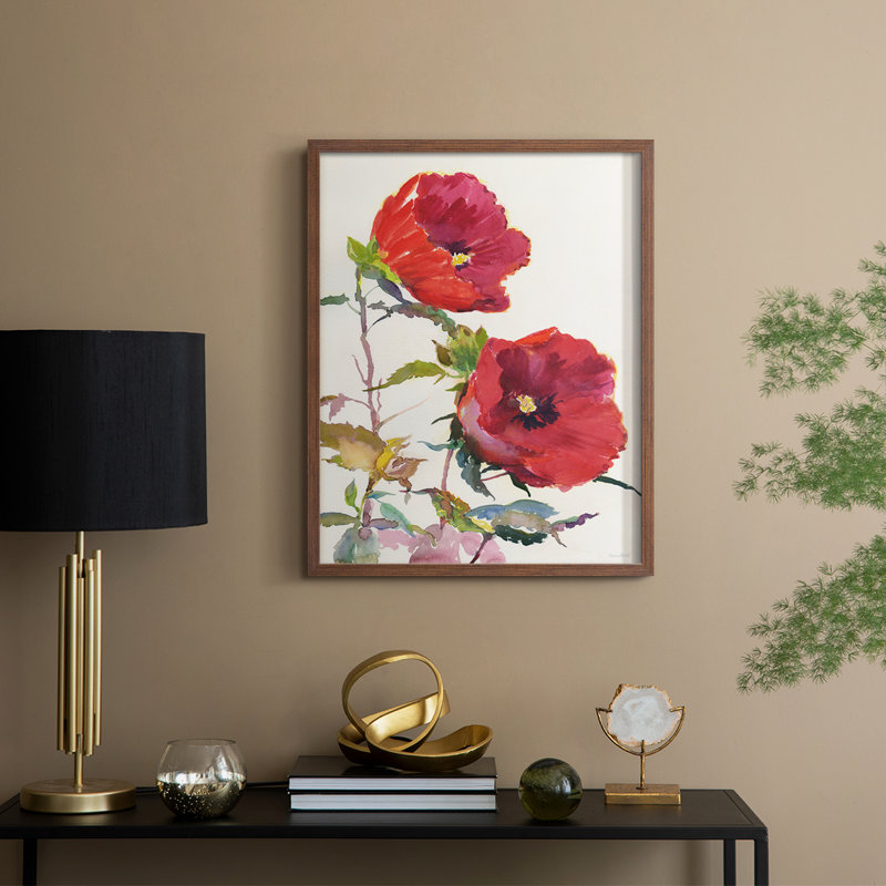 Hibiscus Glow I Framed Print - Solid Wood, Walnut, 30" H x 24" W