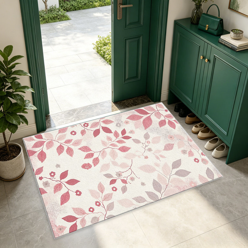 Pink Floral Vine area rugs for Living Room, Soft and Comfortable, Suitable for all seasons, easy to maintain, machine washable Indoor floor mat, Under Table Farmhouse suitable for Bedroom, Dining Room, Study, Patio, Balcony, Home Decor