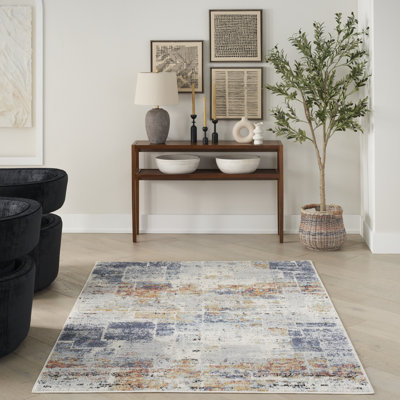 Tapis d'intérieur multicolore bleu Wrought Studio ™ Motion 5 pi 3 po x 7 pi