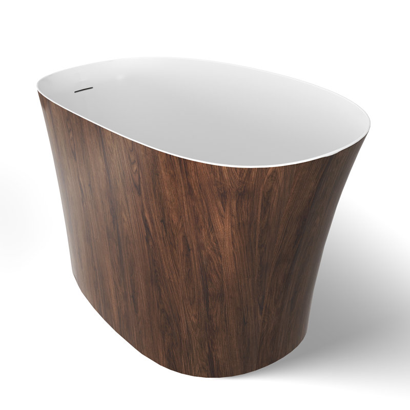 Baignoire de trempage autoportante à surface solide de 51 po avec motif en bois Casainc