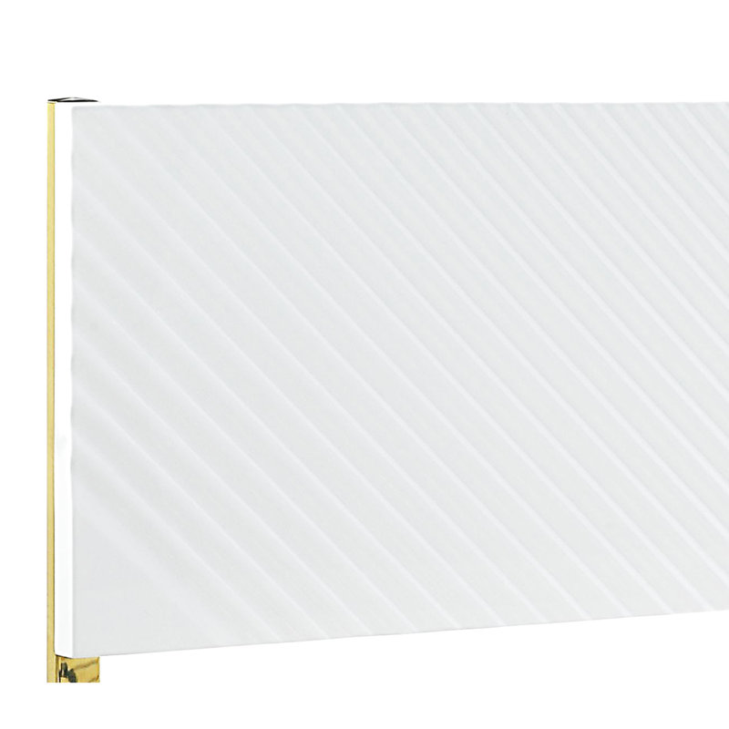 Lit Ek au fini blanc ultrabrillant - pas de sommier tapissier nécessaire, structure entièrement en kd, motif ondulé, 39 lattes, 4 pieds en métal, 660 lb