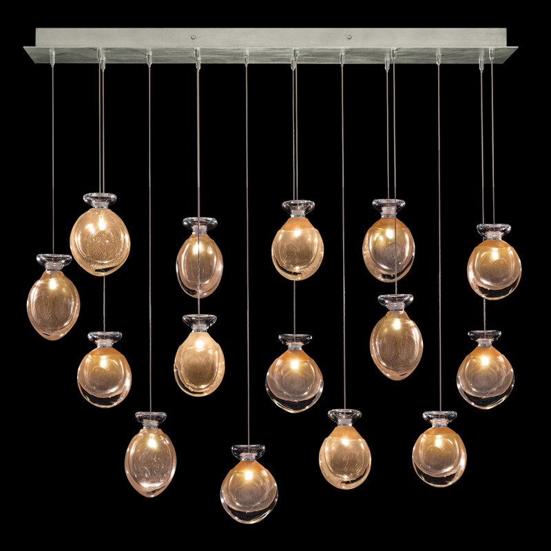 Luminaire suspendu rectangulaire l 49 po Essence, Argent, Or