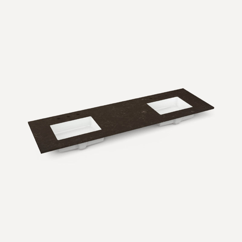 Wyndale Vanity And Quartz Stone Vanity Top, Brushed Pewter, Dark Burnt Oak, Calypso