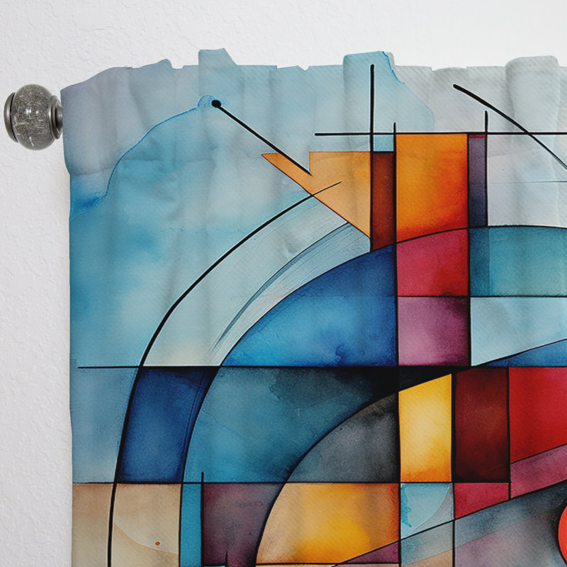 Wilber - Abstract Curtain - Room Darkening Geometric Shapes Curtain - 1 Panels, 52" W x 95" L