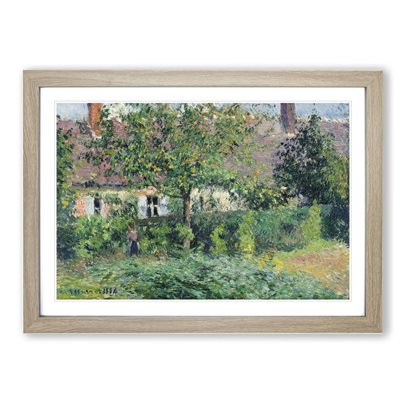 The Peasant House by Camille Pissarro - Picture Frame Painting, 27cm H x 36cm W x 2cm D, Oak Framed