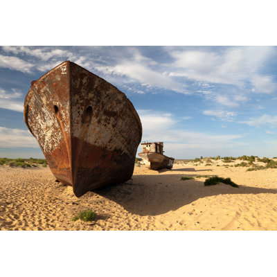 Boats in desert 1 Piece Wrapped Canvas Wall Art