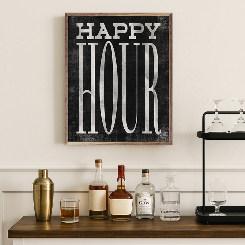 Happy Hour, 20" H x 16" W, Black