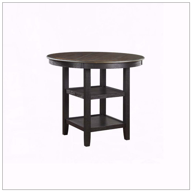Table à hauteur de comptoir avec tablettes - brun et noir blanc, Brown