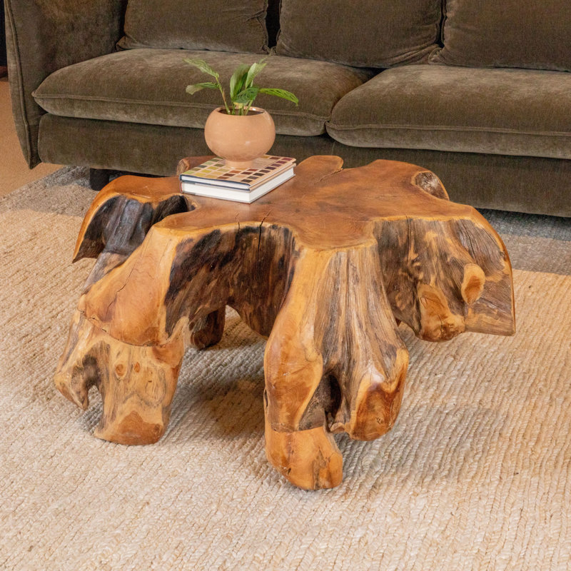 Round Wood Coffee Table Brown