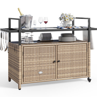 Wicker Rattan Kitchen Island