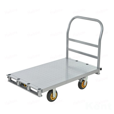 2-in-1 Steel Panel Truck Cart 2200 LBS, Heavy Duty Platform Truck Carts with 4 Side Handrails, Flatbed Lumber Cart Drywall Carts with 4x6" Rubber Swiv