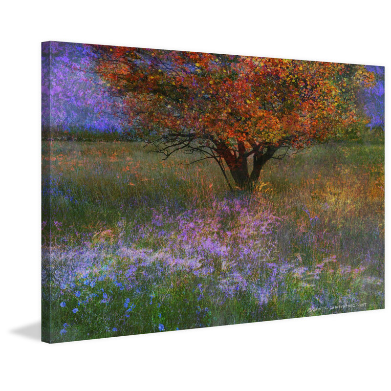 Lone Tree Flowered Meadow Canvas Art Print