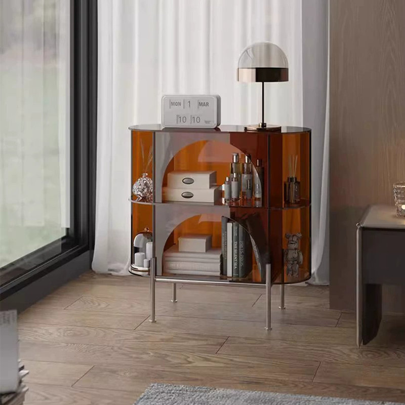 Elliptical acrylic multi-functional bookcase, Tan