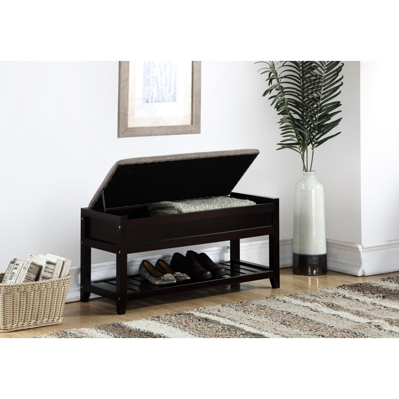 Seating Bench With Shoe Storage, Espresso/Gray