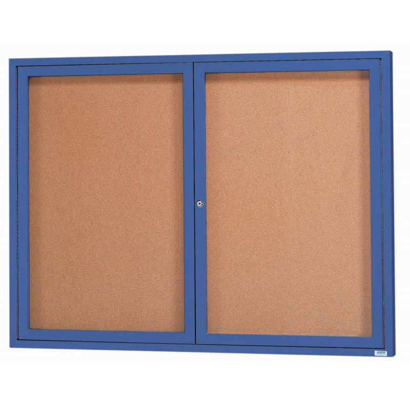 Panneau d'affichage mural fermé avec éclairage DEL, Bleu, Deux, H 48 po x l 60 po