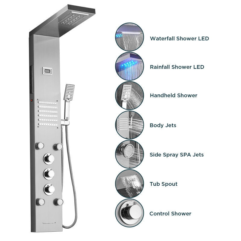 Shower Tower Panel, Silver