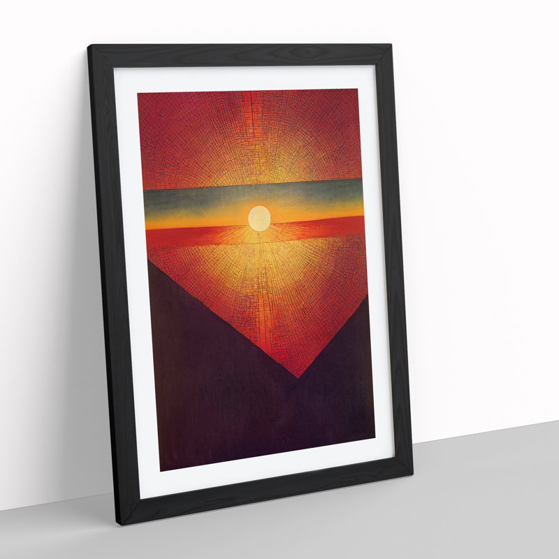 Contemporary Abstract Sunset - Single Picture Frame Print, 64cm H x 46cm W x 2cm D, Black Framed