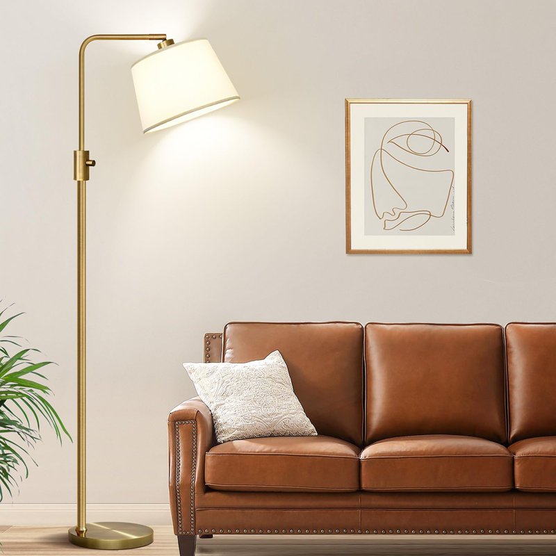 Floor Lamp with 1000 Lumens LED Edison Bulb, Beige, Gold