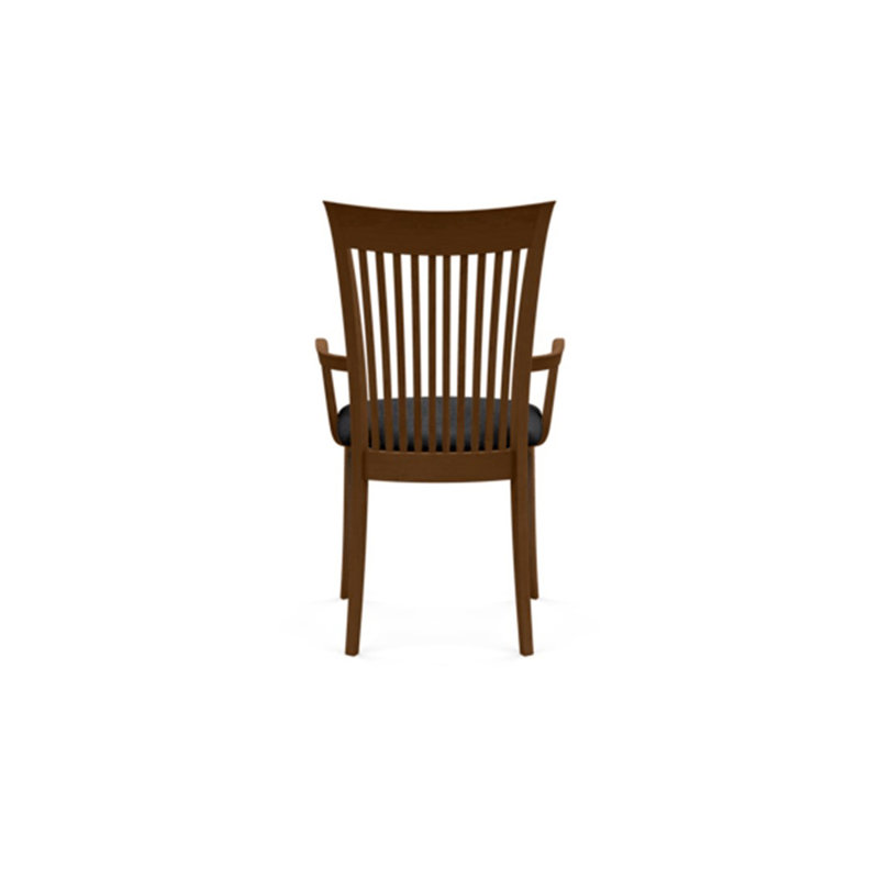 Sarah Upholstered Arm Chair, Onyx Microsuede, Saddle Cherry
