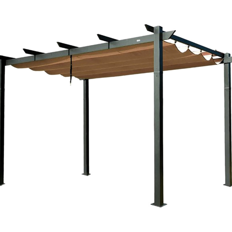 Outdoor Deck Pergola With Retractable Sun Shade - Aluminum Frame, , Garden, 156 Inch X 120 93.6 Patio Gazebo Canopy Aluminum, Waterproof, - Fabric