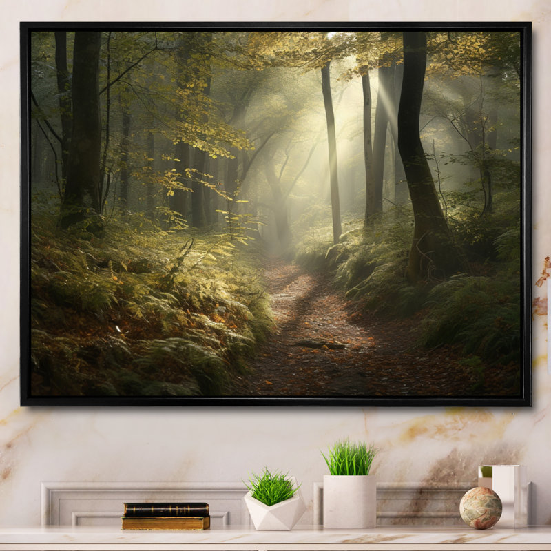 Forêt, art mural sur toile, Misty Woodland Trail - Misty Trail in the Woods I, H 12 po x l 20 po x P 1 po