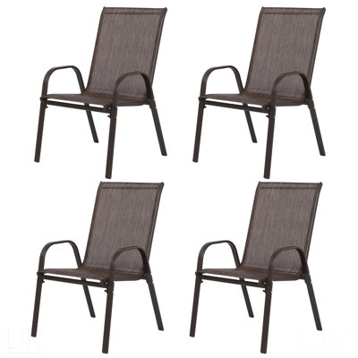 4 chaises de patio, chaises de camping d'extérieur en tissu respirant Textilene, ensemble de 2 chaises de jardin avec dossier haut avec accoudoirs pour patio, piscine, jardin, plage