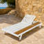 Structure de chaise longue d'extérieur avec dossier réglable à plusieurs positions, surface de rangement plate intégrée, fabrication durable de matériaux mixtes, capacité de poids de 400 lb, siège à lattes