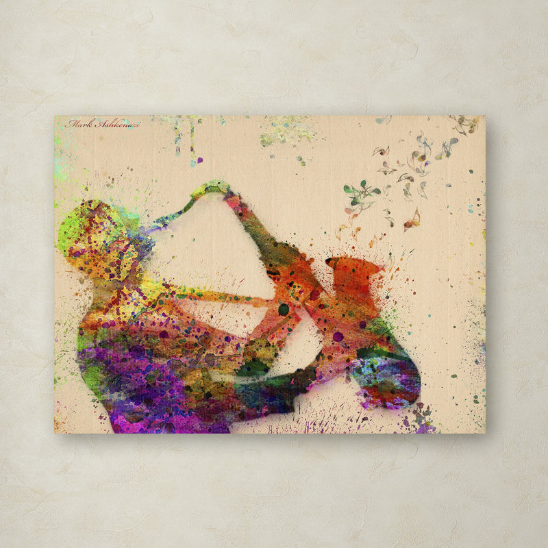 « saxophoniste », impression sur toile tendue, H 14 po x l 19 po x P 2 po