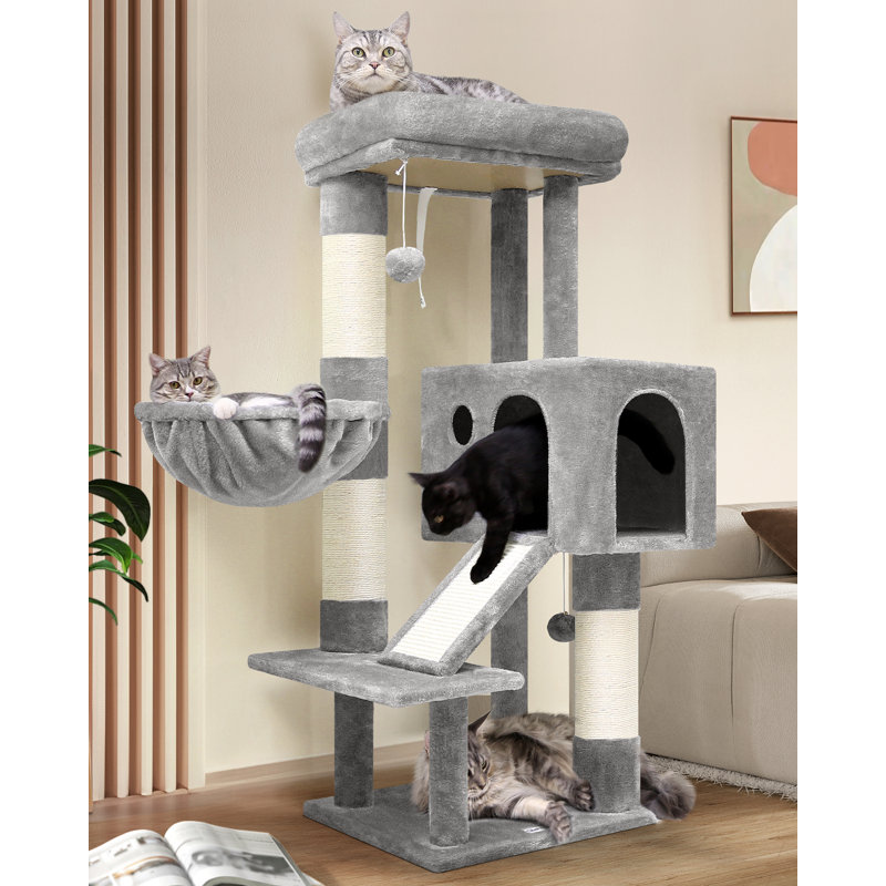Grand arbre à chat à niveaux 45 po, Gris clair