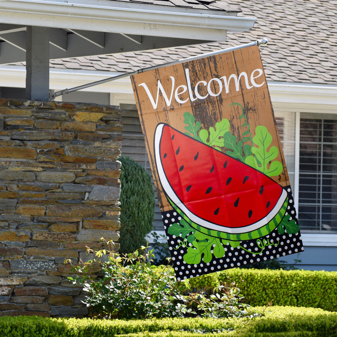 Welcome Watermelon Slice Spring Outdoor Flag Trinx 