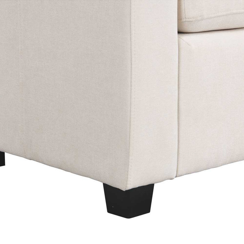 103" Beige Chenille Fabric Sectional Sofa with Ottoman
