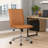 Haily Rolling Armless Commercial Grade Chair With Chrome Base, Caramel Brown Vinyl-118318896