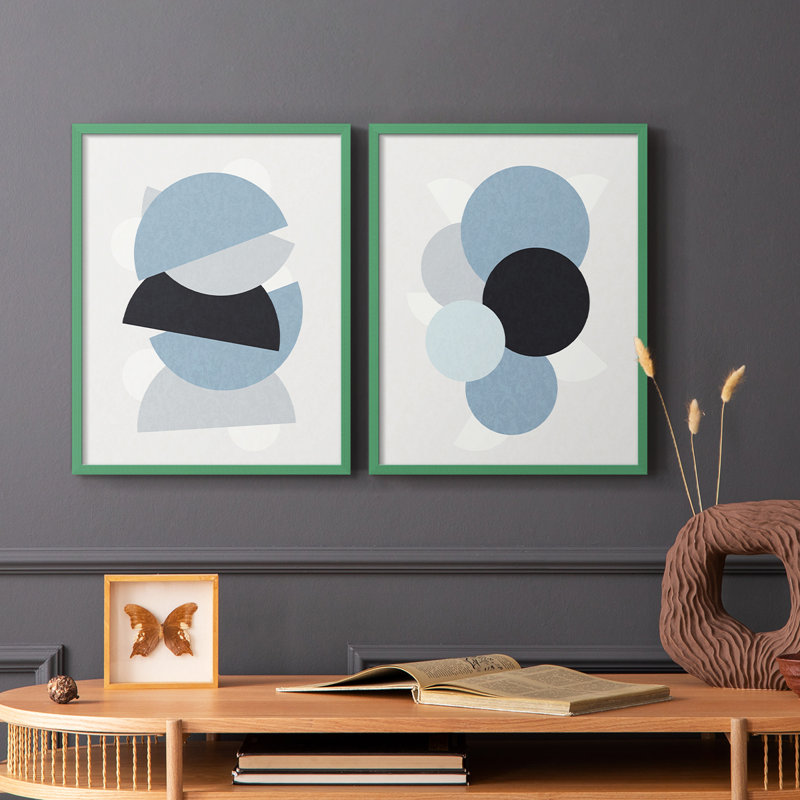 Impression encadrée Shapely Blues I-Premium - prêt à être accroché - aucun clou requis - aucun clou requis, H 15 po x l 24 po