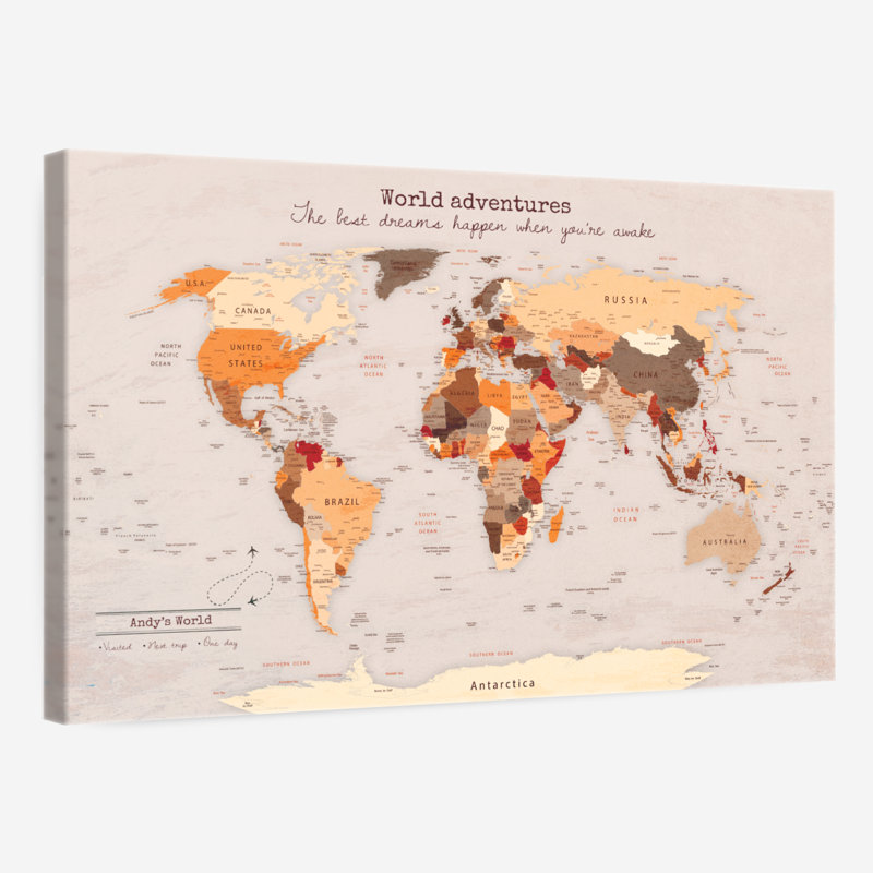 Carte du monde personnalisée, H 16 po x l 24 po, Oui