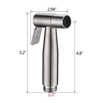59 Inch Hose Handheld Bidet Sprayer for Toilet-Adjustable Water Pressure Control